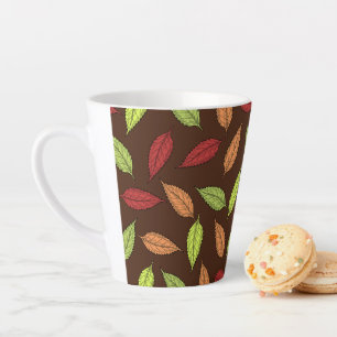 Tasse Latte Motif De Feuilles, Feuilles Colorés, Feuilles D'Au