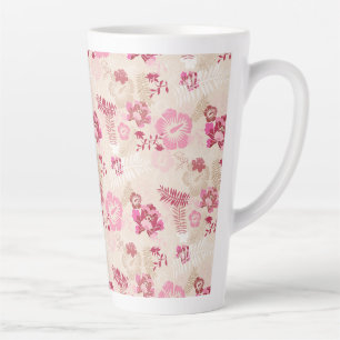 Tasse Latte Motif de fleurs modernes roses mignon