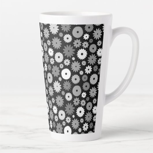 Tasse Latte Motif de fleurs monochromes (Droite)