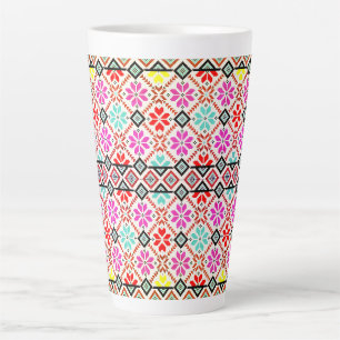 Tasse Latte Motif de flocon de neige scandinave coloré