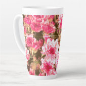 Tasse Latte Motif de floraison florale rose – Conception botan (Angle gauche)