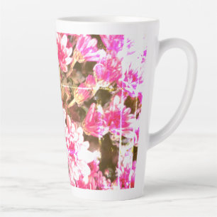 Tasse Latte Motif de floraison florale rose – Conception botan