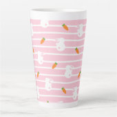 Tasse Latte Motif de lapin rose et de carotte (Devant)