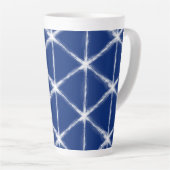 Tasse Latte Motif de lignes Shibori bleu et blanc (Angle droit)