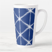 Tasse Latte Motif de lignes Shibori bleu et blanc (Droite)