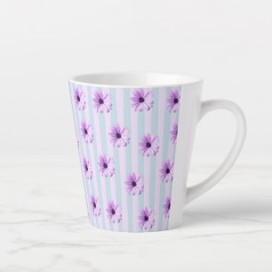 Tasse Latte Motif de marguerite bleue et violette