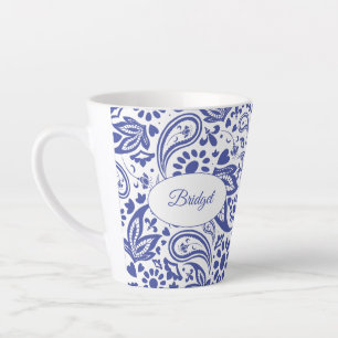 Tasse Latte Motif de marguerite décorative bleu blanc de Hampt