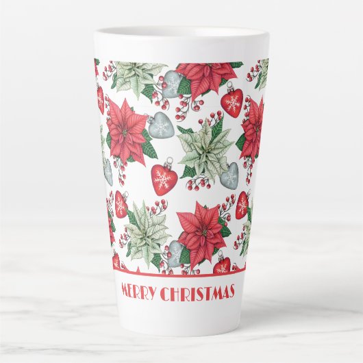 Tasse Latte Motif de Noël Poinsettia (Devant)