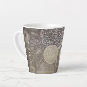 Tasse Latte Motif de Noël vintage avec biscuits et café