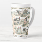 Tasse Latte Motif de phare de cottage côtier (Angle droit)