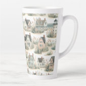 Tasse Latte Motif de phare de cottage côtier (Droite)