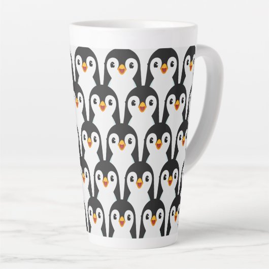 Tasse Latte Motif de pingouin noir et blanc moderne (Angle droit)