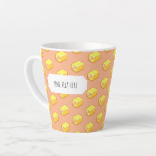 Tasse Latte Motif de pixel art de gâteau Battenberg rose et ja
