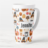 Tasse Latte Motif de récolte de pèlerins d'action de grâce (Angle droit)