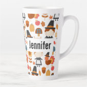 Tasse Latte Motif de récolte de pèlerins d'action de grâce (Droite)