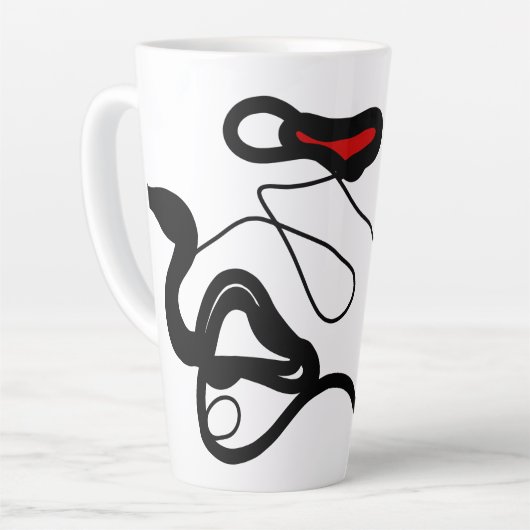 Tasse Latte Motif de rétention : Abstrait noir, blanc, gris et (Angle gauche)