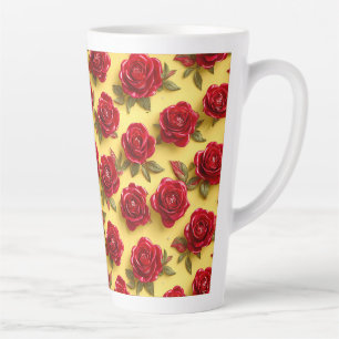 Tasse Latte Motif de roses rouges