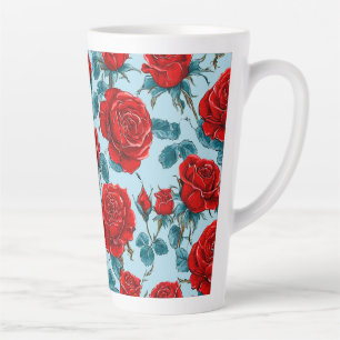 Tasse Latte Motif de roses rouges