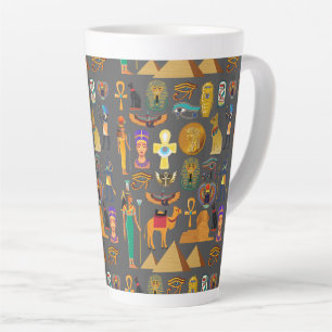 Tasse Latte Motif de symbole hiéroglyphique égyptien pharaon