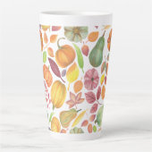 Tasse Latte motif de Thanksgiving - citrouilles et feuilles (Devant)
