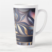 Tasse Latte Motif de vrilles 3D bleu doré (Droite)