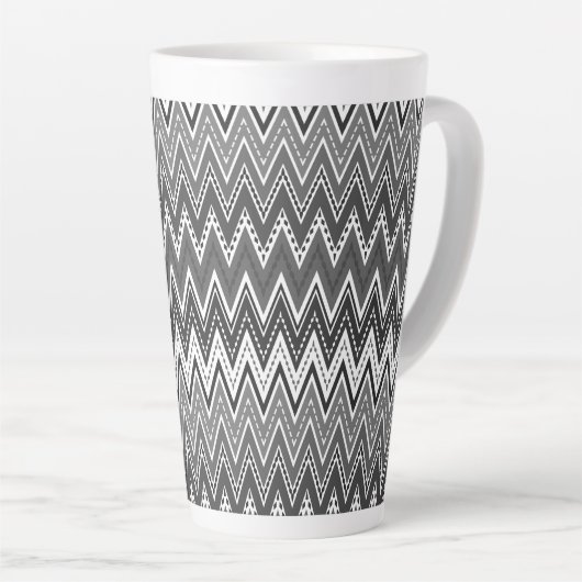 Tasse Latte Motif de zigzag géométrique noir et blanc (Angle droit)