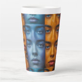 Tasse Latte Motif des faces colorées (Devant)