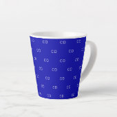 Tasse Latte Motif des initiales du monogramme bleu royal (Angle droit)
