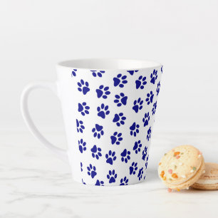 Tasse Latte Motif Des Paws, Paws Chiens, Paws Bleus Marine