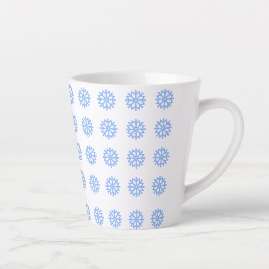 Tasse Latte Motif d'hiver bleu clair Snowflake (Droite)
