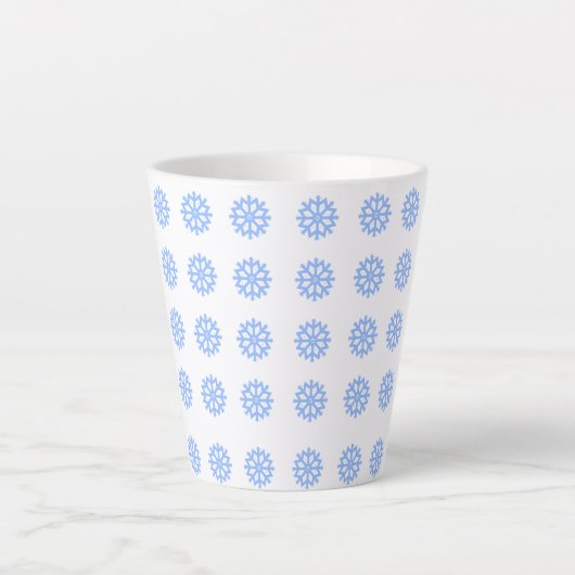 Tasse Latte Motif d'hiver bleu clair Snowflake (Devant)