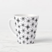 Tasse Latte Motif d'hiver de bulle géométrique Black Snowflake (Angle gauche)