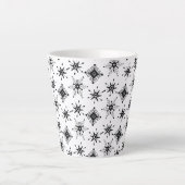 Tasse Latte Motif d'hiver de bulle géométrique Black Snowflake (Devant)