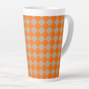 Tasse Latte Motif diamant à carreaux taupe orange