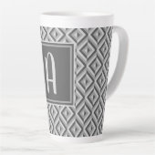 Tasse Latte Motif diamant à trois tons gris monogramme (Angle droit)