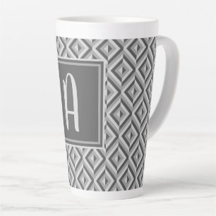 Tasse Latte Motif diamant à trois tons gris monogramme