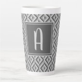 Tasse Latte Motif diamant à trois tons gris monogramme (Devant)