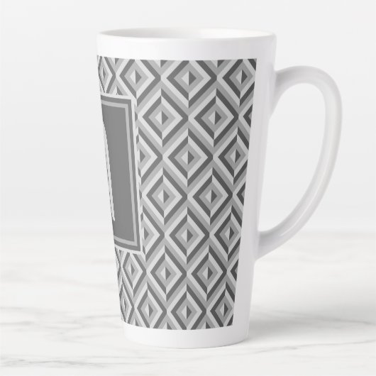 Tasse Latte Motif diamant à trois tons gris monogramme (Droite)