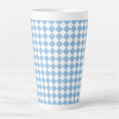 Tasse Latte Motif diamant de damier bleu et blanc (Devant)