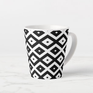 Tasse Latte Motif diamant noir et blanc