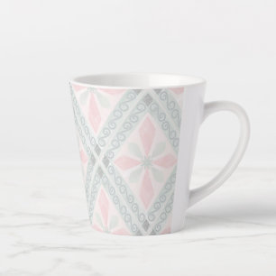 Tasse Latte Motif diamant pastel vert et rose