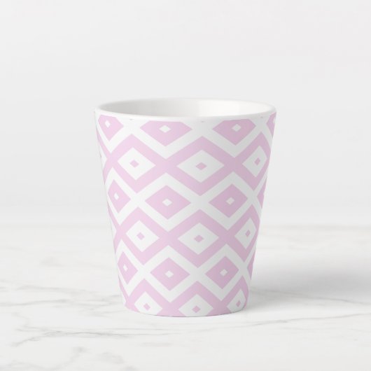 Tasse Latte Motif diamant rose pâle et blanc (Devant)