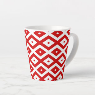 Tasse Latte Motif diamant rouge et blanc