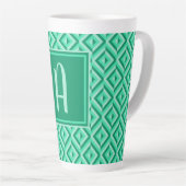 Tasse Latte Motif diamant trois tons vert Monogramme (Angle droit)