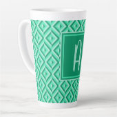Tasse Latte Motif diamant trois tons vert Monogramme (Angle gauche)