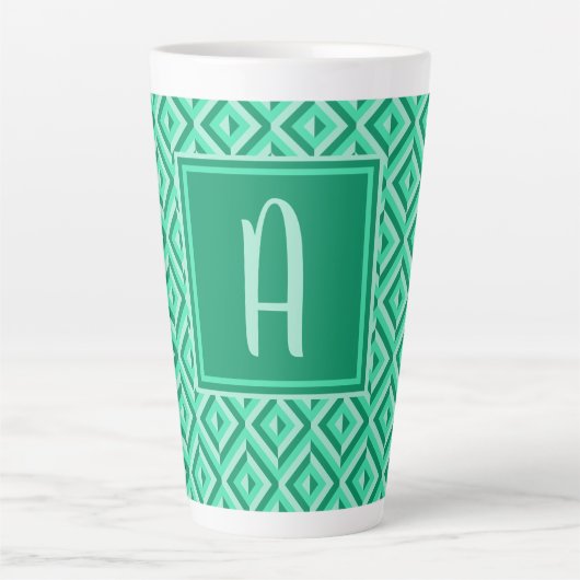 Tasse Latte Motif diamant trois tons vert Monogramme (Devant)