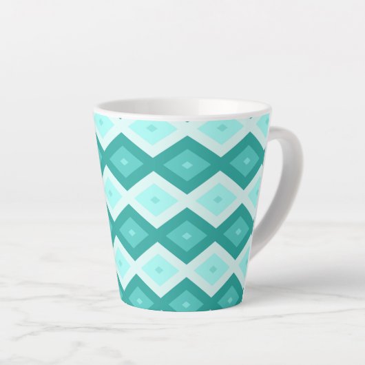 Tasse Latte Motif diamant turquoise (Angle droit)
