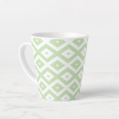 Tasse Latte Motif diamant vert pâle et blanc (Angle gauche)