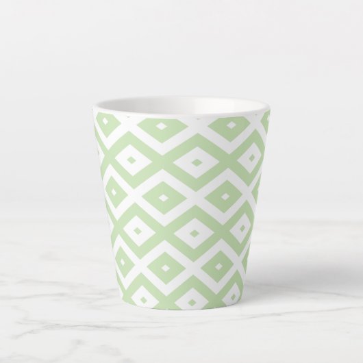 Tasse Latte Motif diamant vert pâle et blanc (Devant)