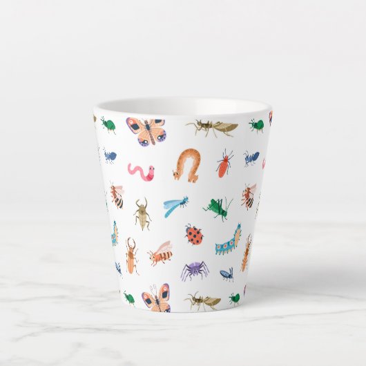 Tasse Latte Motif d'insectes coloré mignon (Devant)